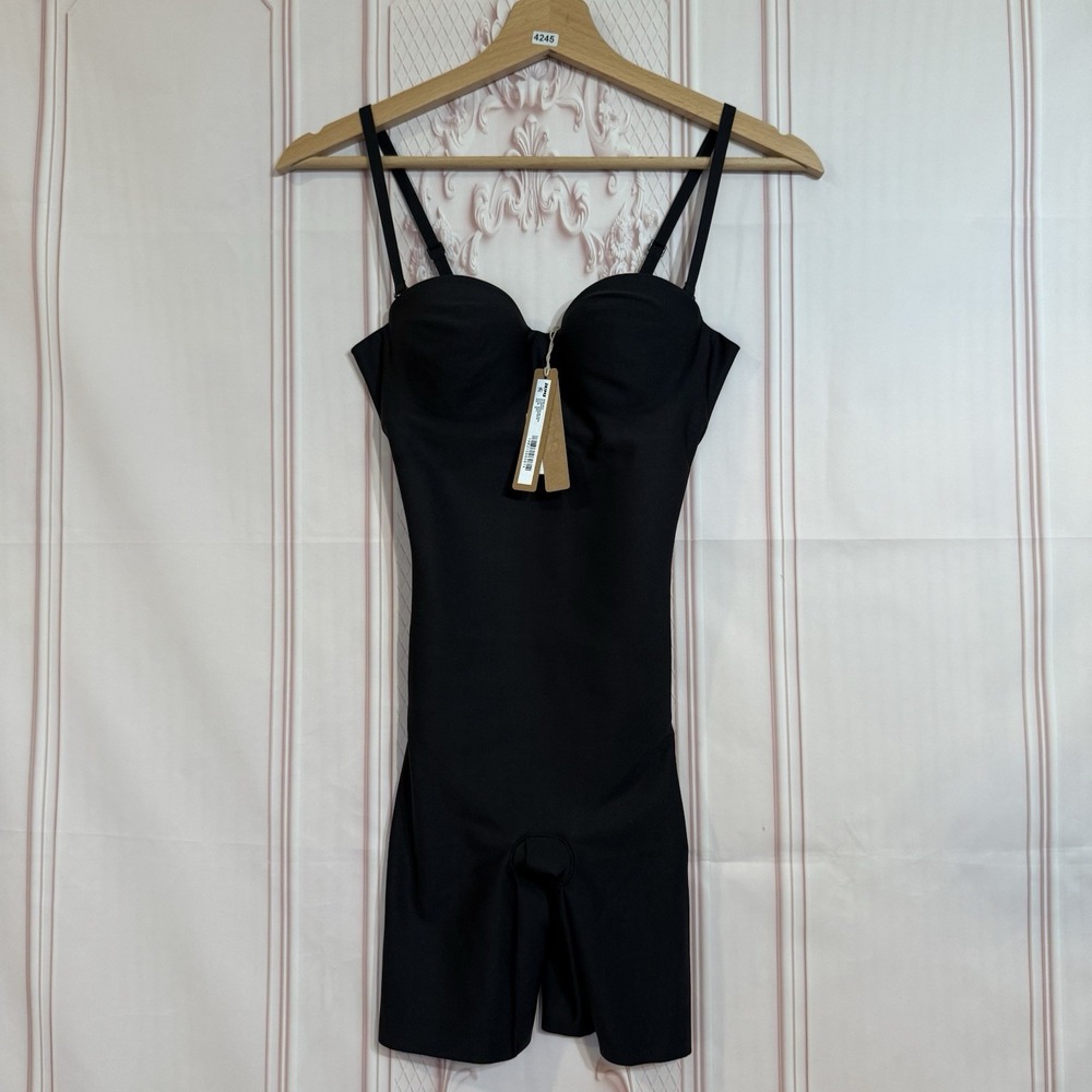 Skims Body Zoned Underwire Molded Mid Thigh Bodysuit Onyx Black Sz XS NWT $138